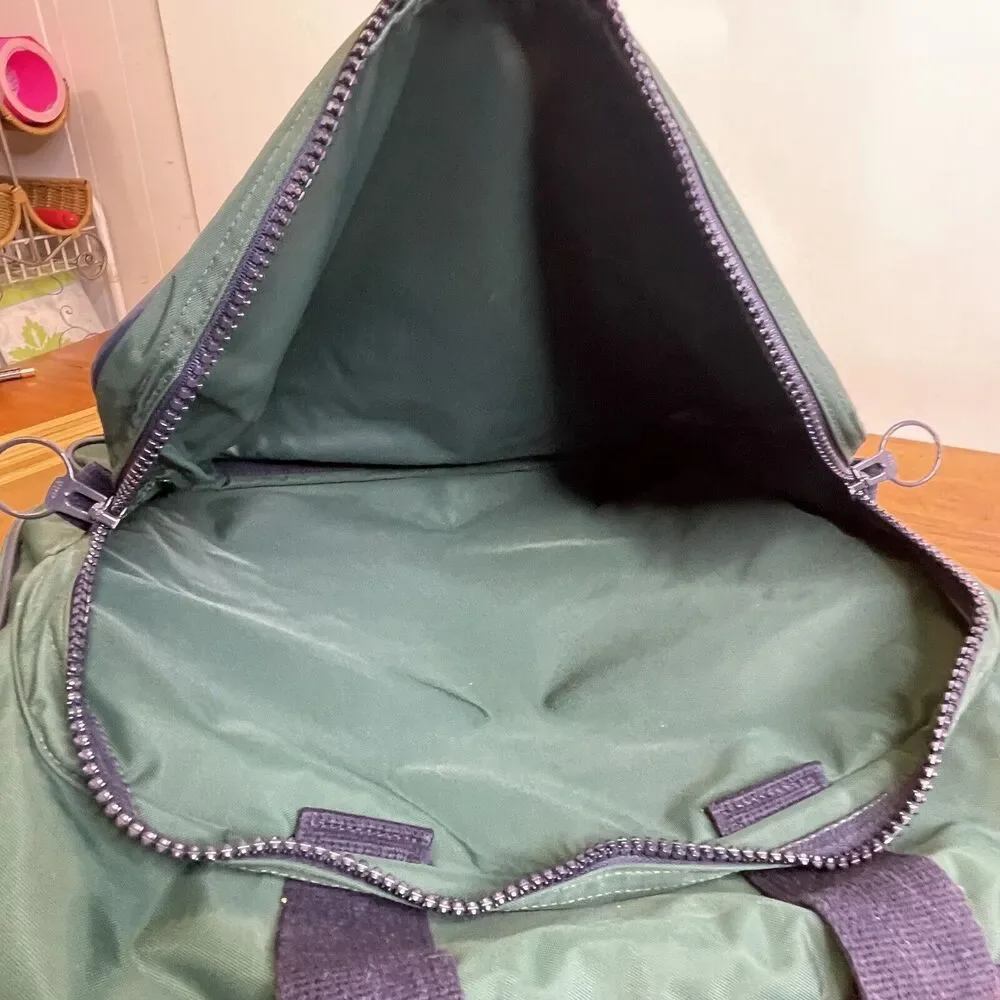 Lands‎ End Lighthouse Vintage Greeen & Blue Nylon Garment Bag Travel USA-Made